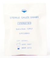 Sterile Gauze Swabs (Sterile EO) 5cm x 5cm - 12 ply 5 pcs/bag